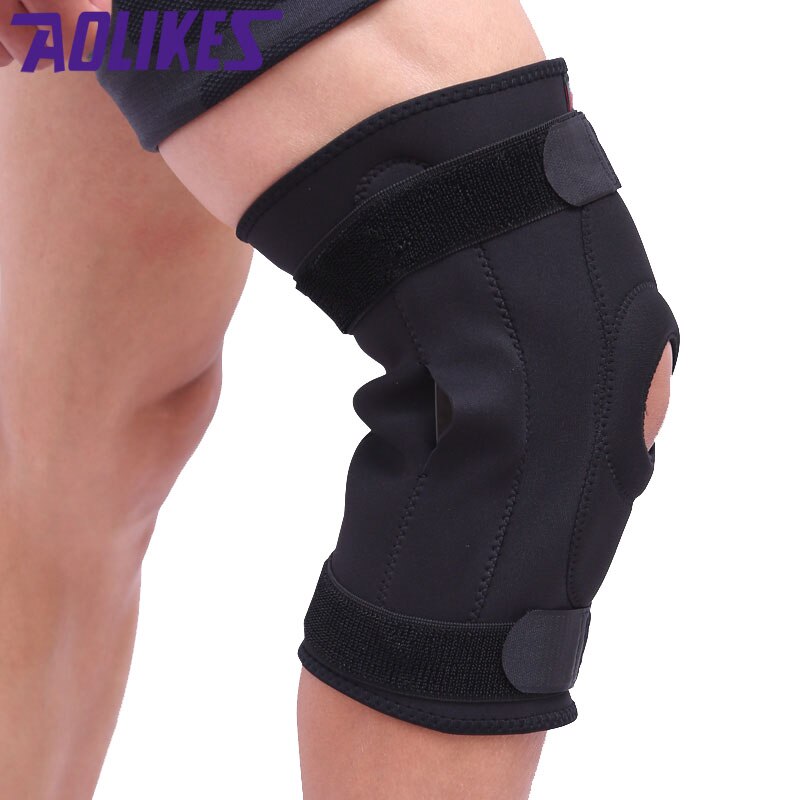 AOLIKES-rodillera ajustable con bisagras, soporte de compresión para rótula, alivio para baloncesto y voleibol, 1 unidad