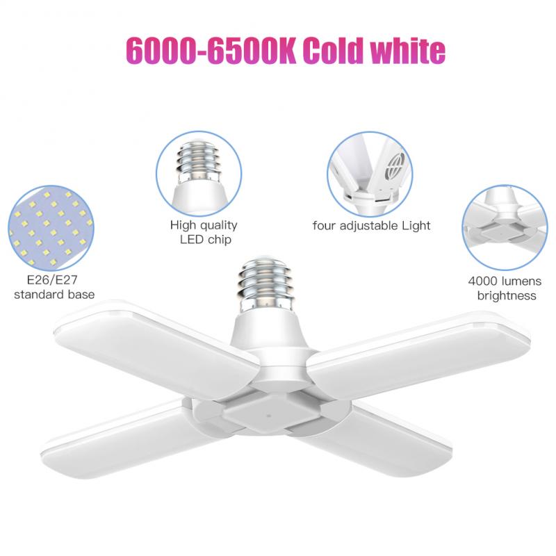 Luces para Garage LED, 40W/30W, ventilador plegable E26, luz de garaje de 4000LM/3000LM, 85-265V, iluminación Industrial para sala de estar