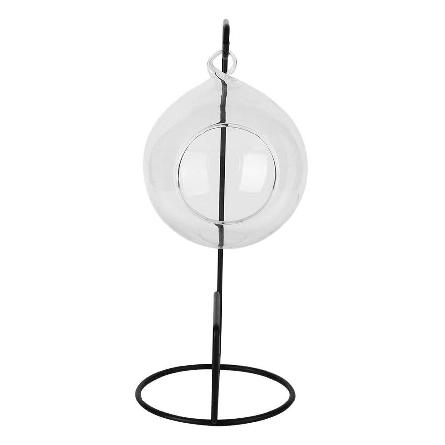 Mini FishTank Aquarium Desktop Hanging Glass Transparent Mini Fish Tank Metal Stand Bracket Aquarium Home Decoration Fish Tank