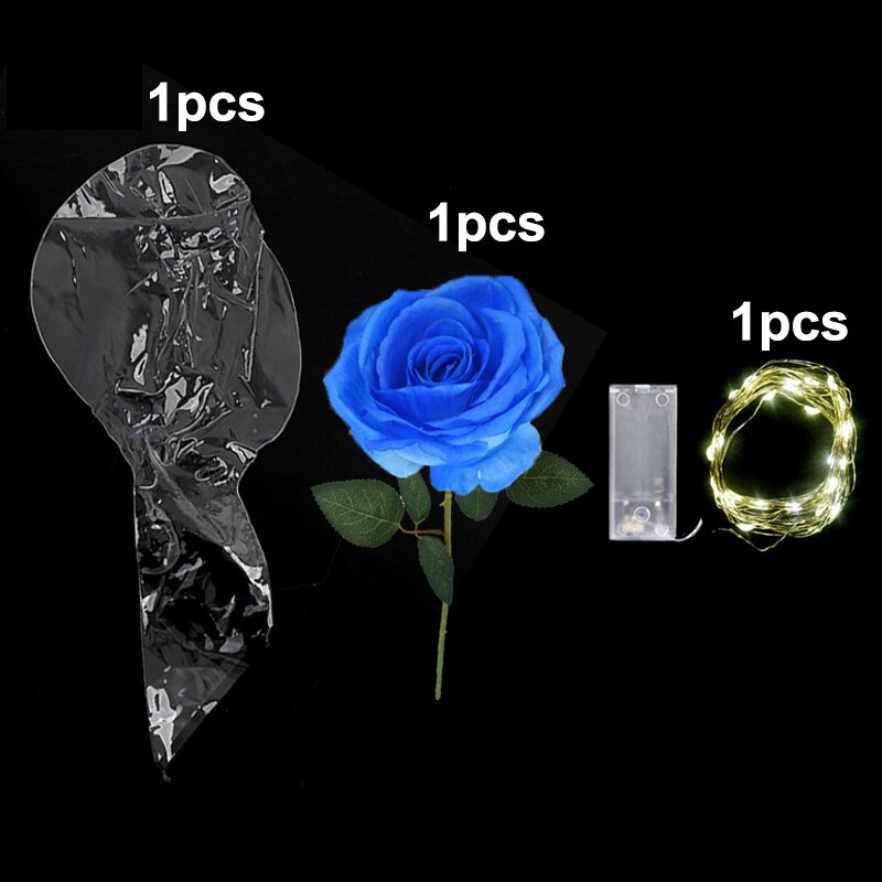 Kit de Globos Led transparentes, globo de burbujas de cuello ancho con luces, accesorios de flores para boda, decoración de PVC: blue