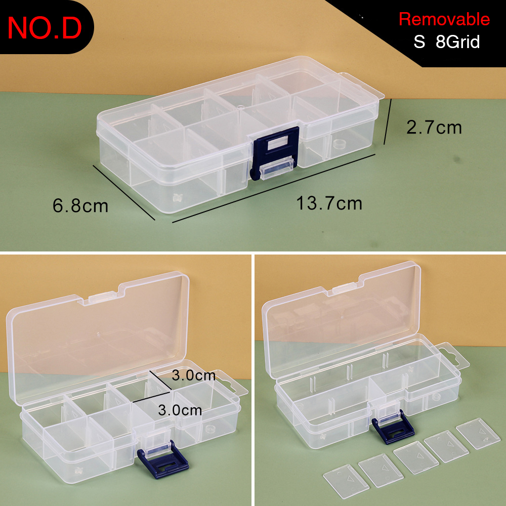Plastic Storage Box Adjustable 1-36 Grids Compartment Jewelry Earring Bead Screw Holder Case Display Organizer Container: D