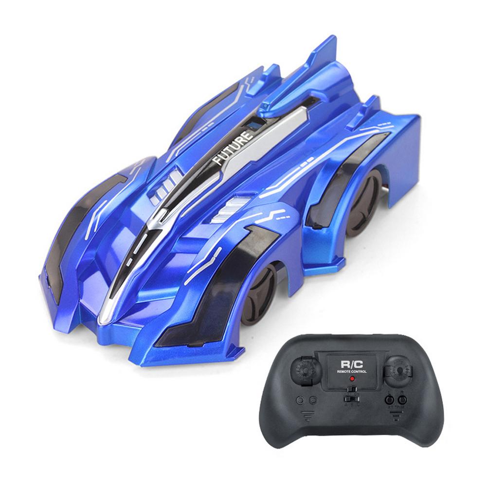 1 Pcs Children RC Wall Climbing Car Toy Remote Control Anti Gravity Ceiling Racing Car Electric Toys Machine: Blue