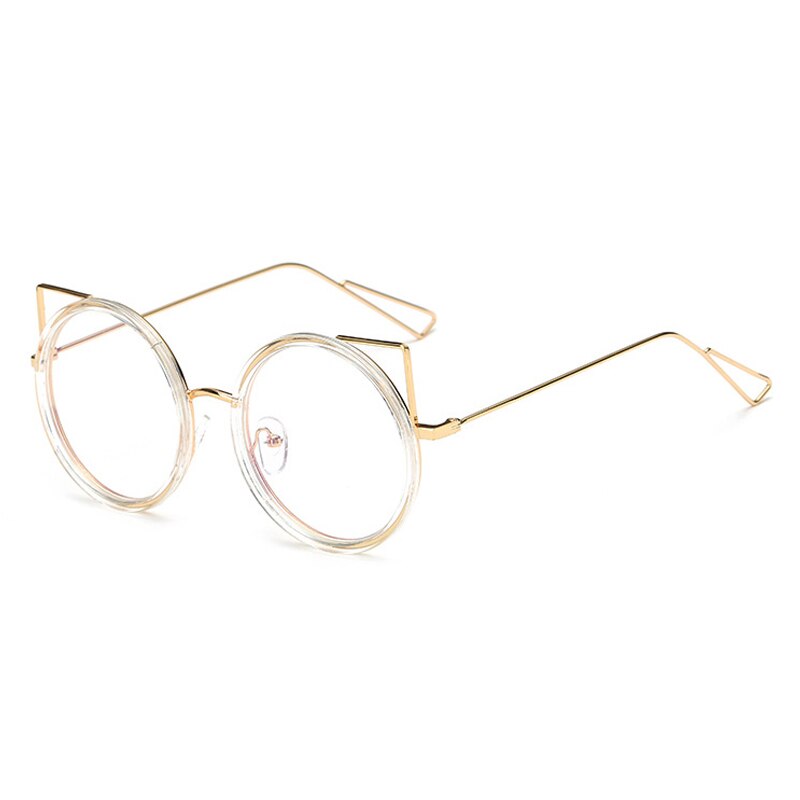 Cute Cat Ears Prescription Metal Round Shape Women Eyeglass Frames Glasses Trendy Clear Women's Myopia Eyeglasses with Frame