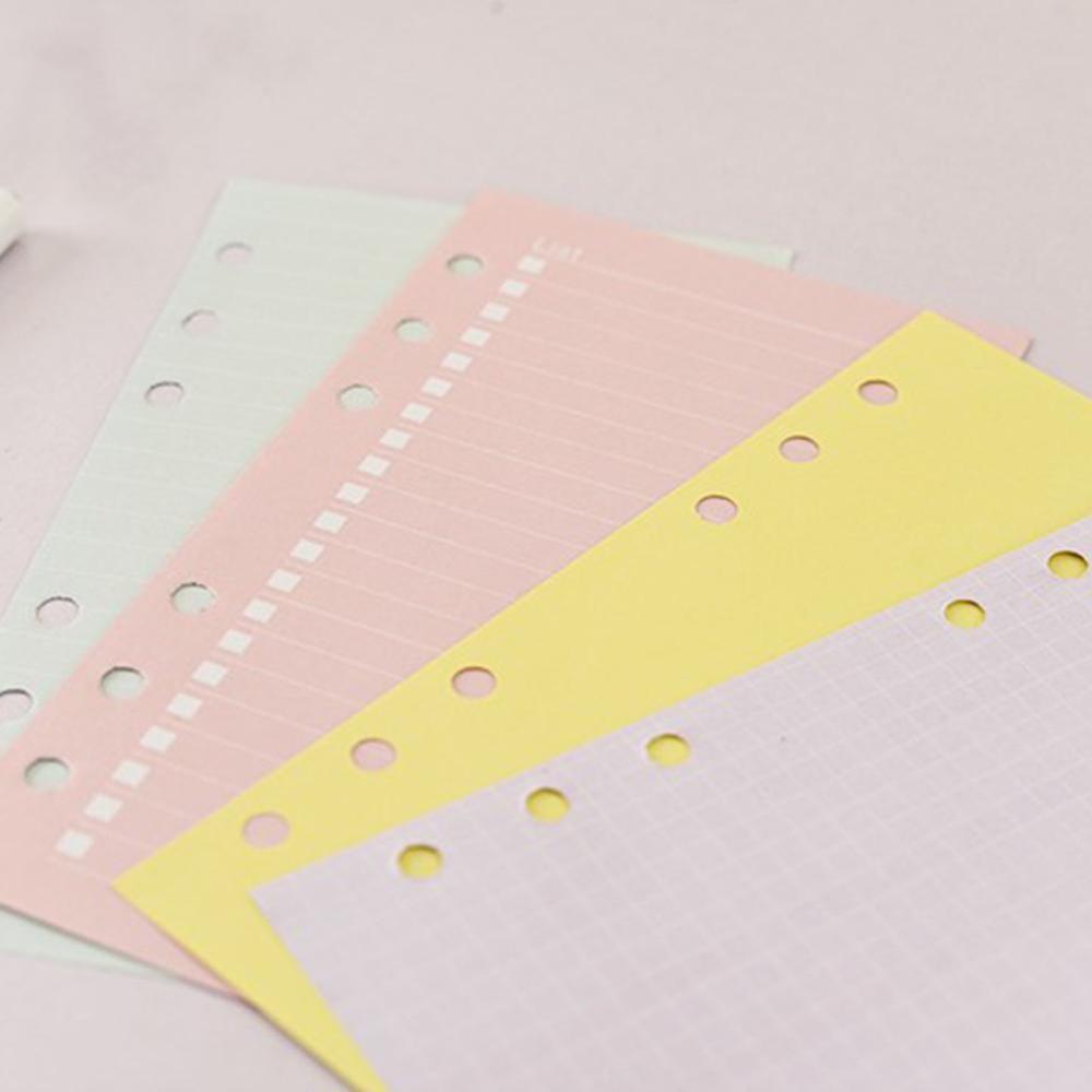 40 Sheets A5 Colorful Filler Papers Page Grid line Inside Pages Planner Filler Papers Loose-Leaf Notebook Accessories 6holes
