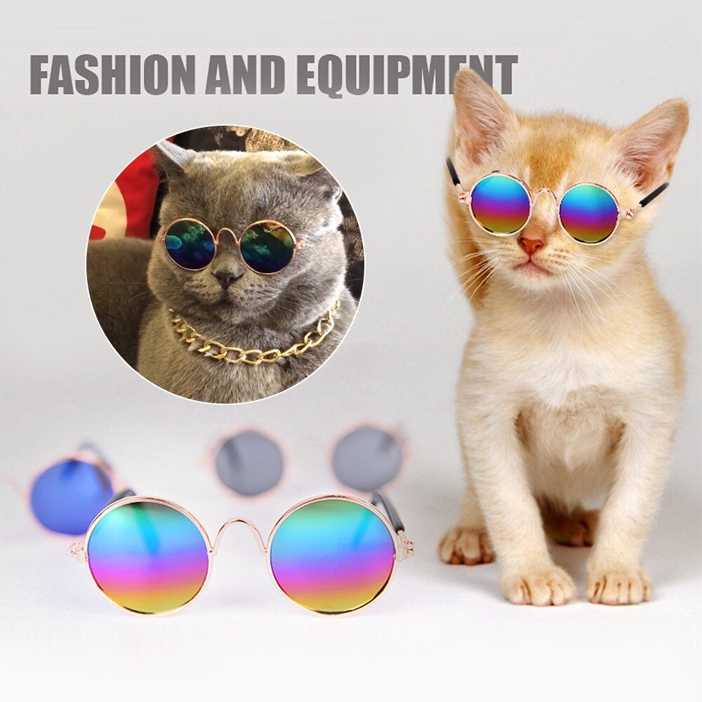 Pet Cat occhiali da sole prodotti per animali domestici Lovely Pet cani di piccola taglia cucciolo occhiali per gatti protezione degli occhi occhiali rotondi foto oggetti di scena accessori