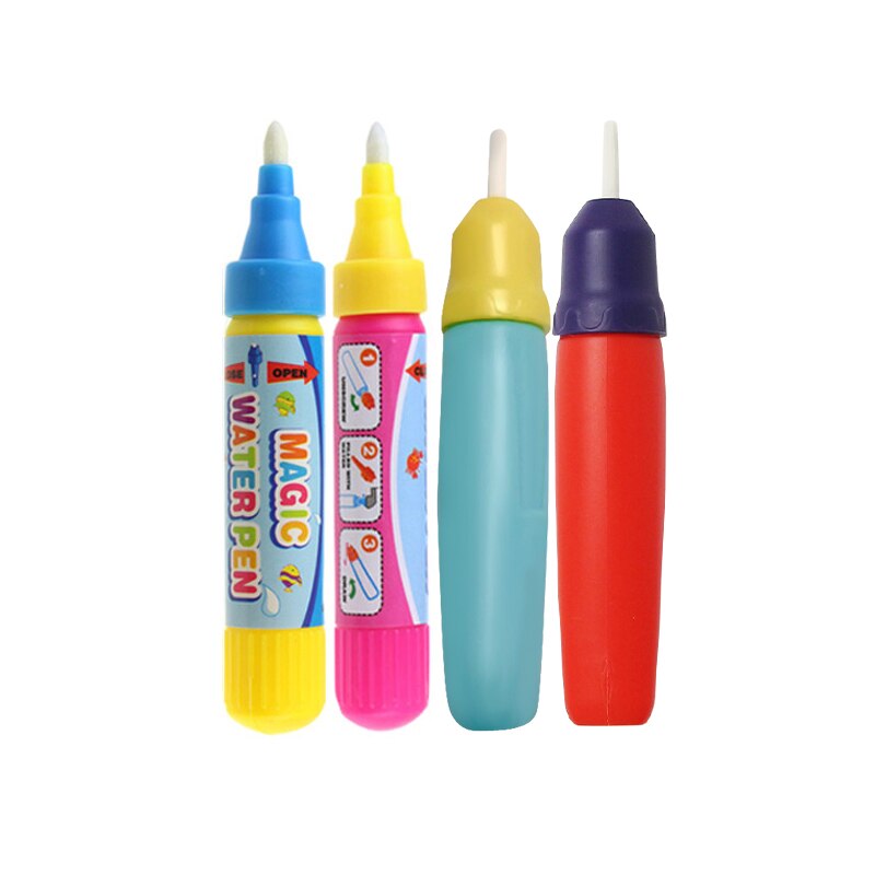 Genanvendeligt ikke-giftigt magisk vand tegne pen/eva stempel legetøj til børn maleri tegne legetøj tilbehør doodle pen uddannelse legetøj: 2 kuglepenne 2 pensler