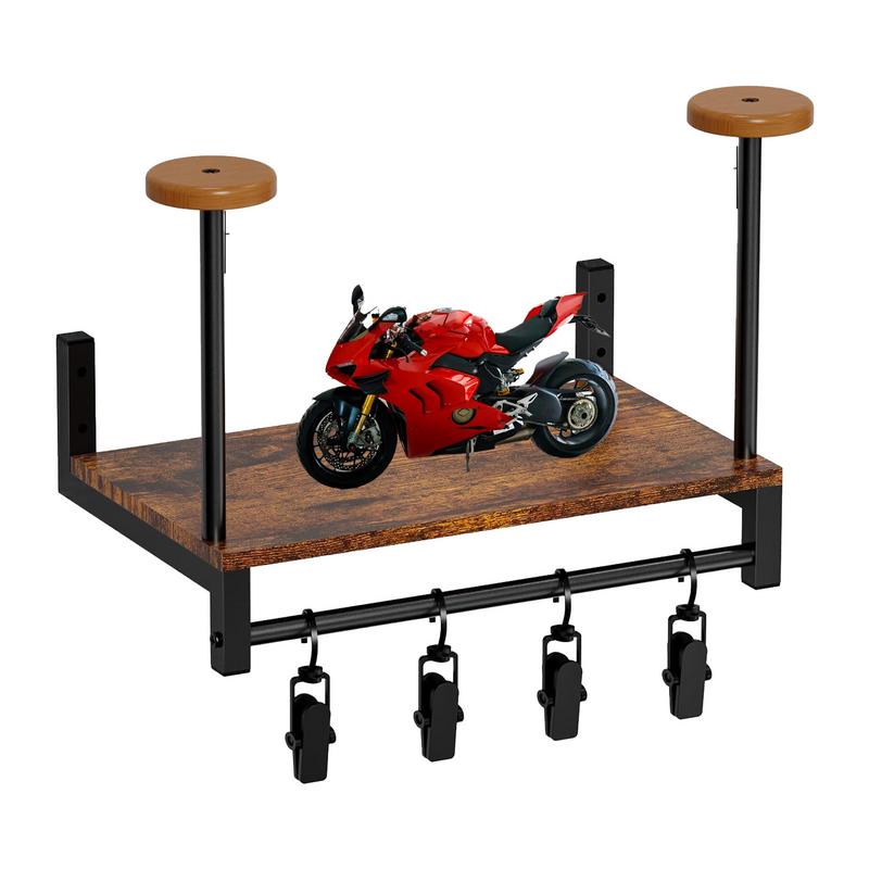 Motorhoedenhouder Muurhanger Hoedenrek Veiligheid Hoedenhanger Displaystandaard Hoedenorganizer met 4 clips Houten opbergrek