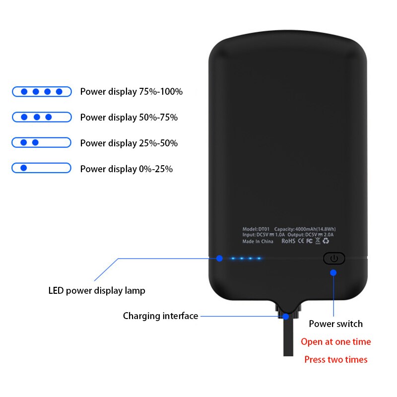 Mini cargador de batería externo portátil de 4000mAh, funda para iPhone, Samsung, Xiaomi 8, Huawei, funda ultradelgada para banco de energía de LG