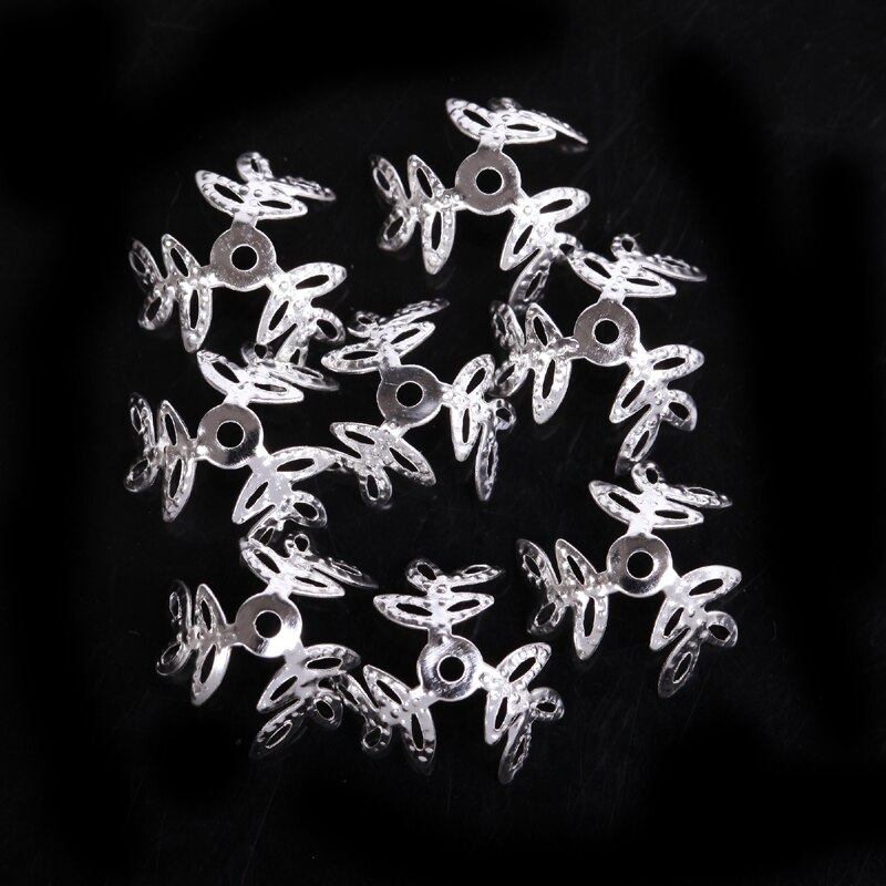 100Pcs Kleeblatt 18mm Filigree Bead Caps für Schmuck Machen Blume Perlen Kappen Erkenntnisse Diy Armband Ohrringe Zubehör