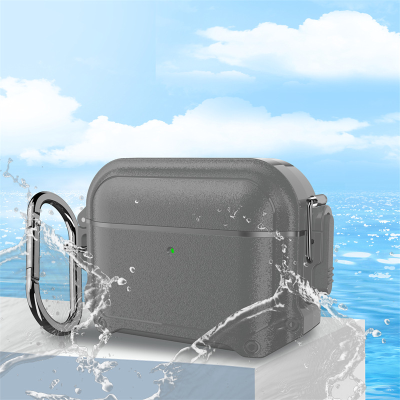 Waterproof Case for AirPods Pro 2 & AirPods 4, Cover with Secure Switch: 2XS / Khaki