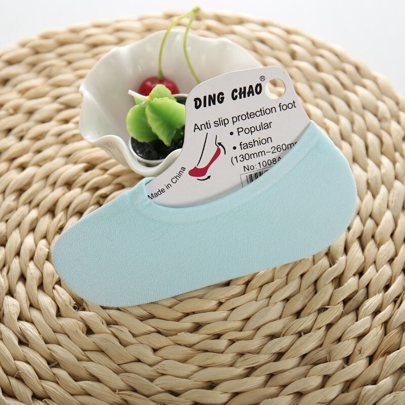 5 Pairs Summer Candy Color Invisible Non-slip Low Cut Socks Female Women Casual Cotton Breathable Girls Ankle Boat Socks: Blue