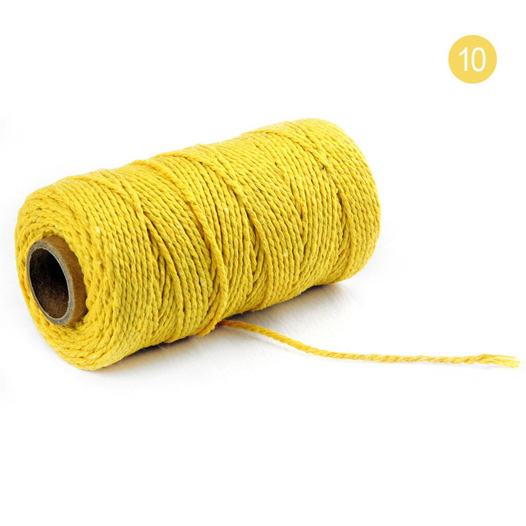 100M Lange/100Yard Pure Katoen Twisted Cord Touw Ambachten Macrame Artisan String 20 Kleuren Kan Worden Gekozen: Yellow 