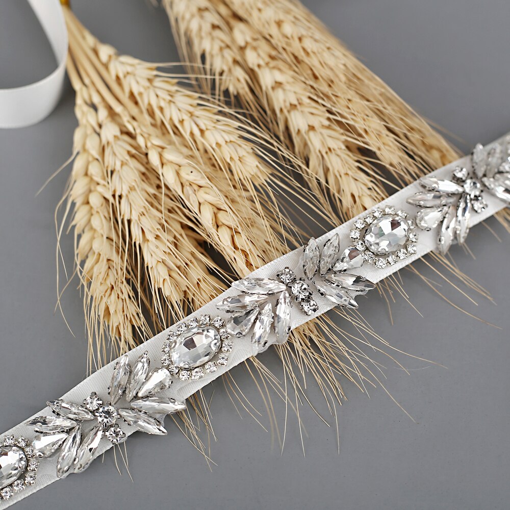 TRiXY S292 Sparkly Rhinestone Belt Wedding Dress Belt Sliver Crystal Bridal Sash Diamond Bridal Belt For Wedding Dress Accessory