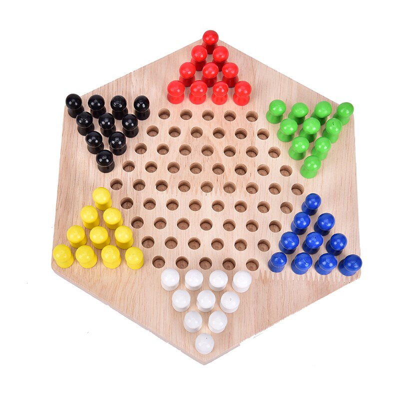 1 set Most Popular Traditional Hexagon Wooden Chinese Checkers Family Game Set