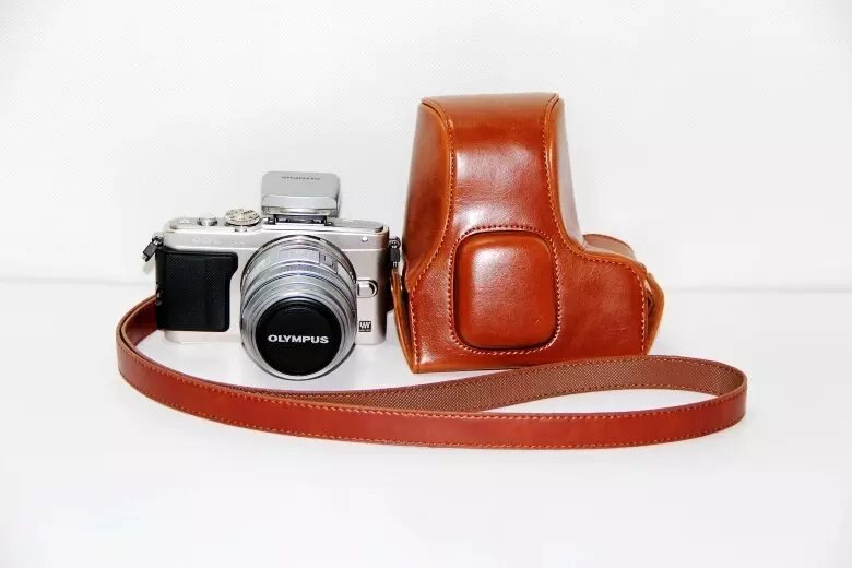 retro Jahrgang Kameratasche schwer kamera-kasten Für Olymp EPL5 E-PL5 EPL6 E-PL6 EPM2 E-PM2 Mit Gurt: Braun