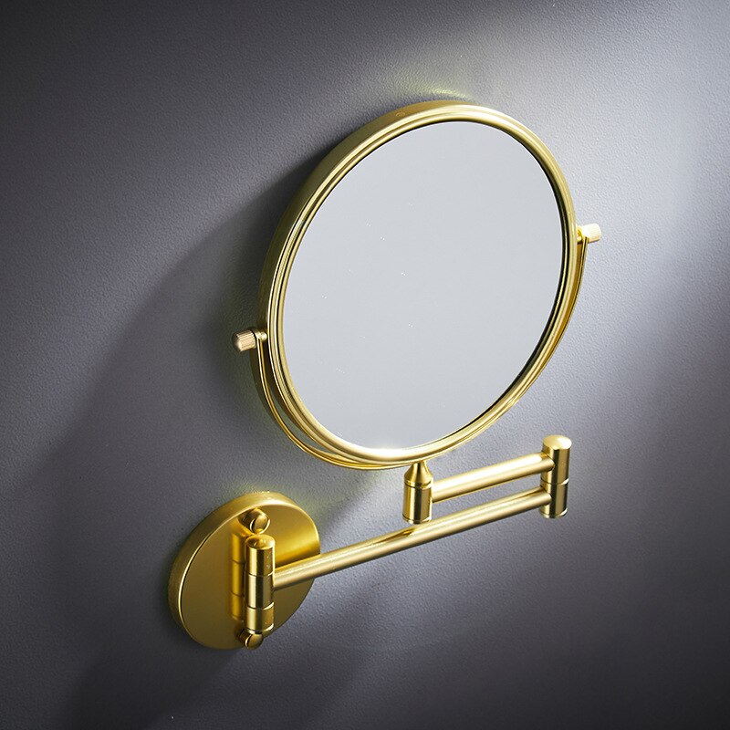 Punch-Gratis Badkamer Muur Gemonteerde Make-Up Spiegel Intrekbare Schoonheid Spiegel Dubbelzijdige Make-Up Front Spiegel Goud Ronde spiegel Muur: gold