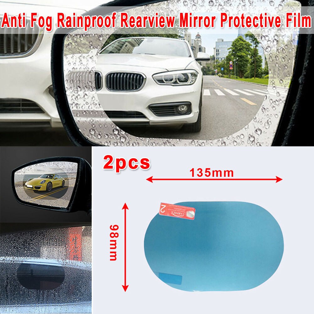 2 pièces voiture rétroviseur Anti brouillard Film ovale Anti-éblouissement housse de protection pour SUV camion remorque accessoire lumière bleu autocollant