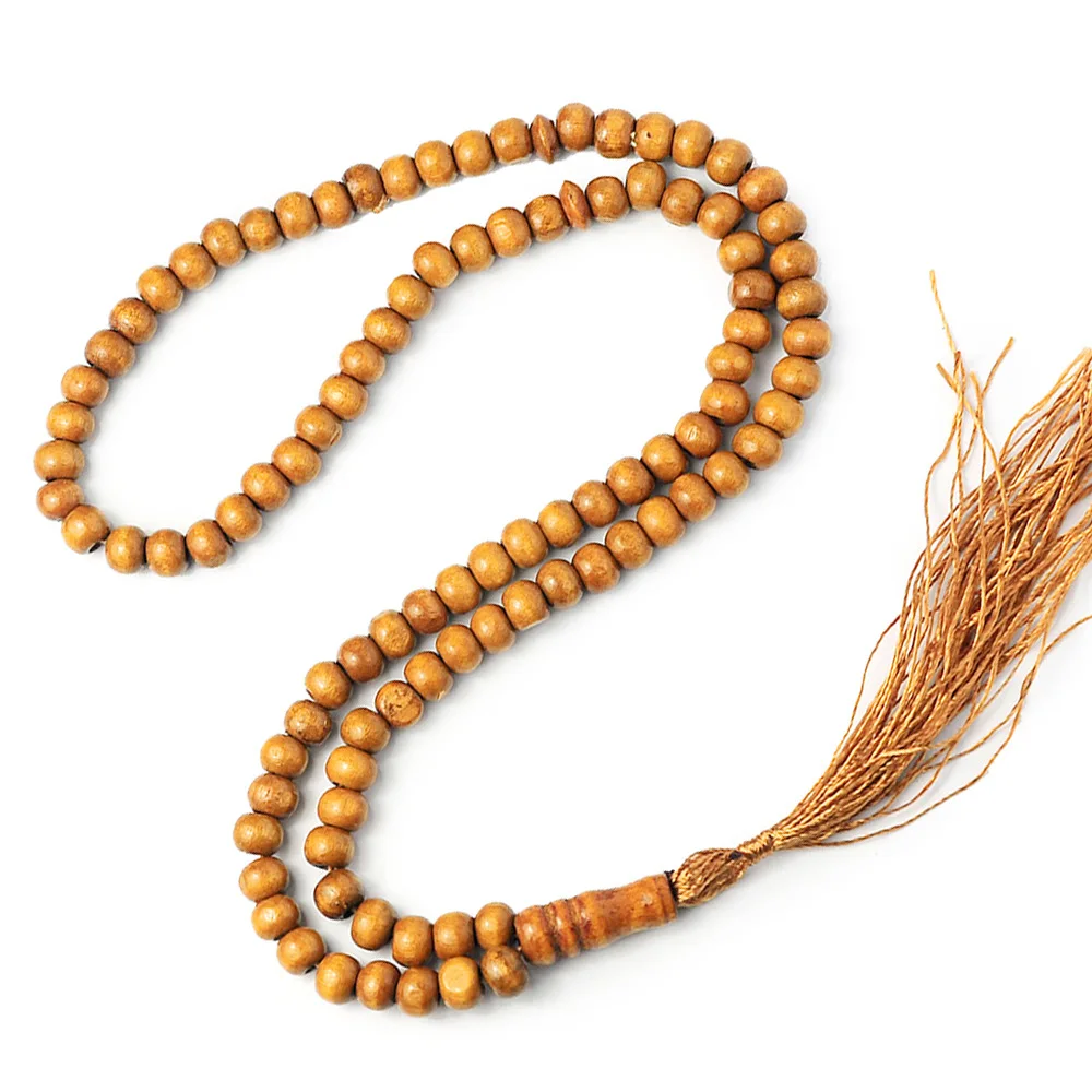Wood Tasbih Prayer Beads 99 Muslim Prayer Beads Islamic Handheld Prayer Beads Muslim Rosary Beads Bracelet with Tassel: REDDISH BROWN