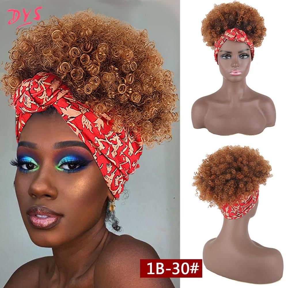 Perruque afro bouclée synthétique, queue-de-cheval, perruque afro courte crépue, pince à cheveux, chignon bouclé fait de Kanekalon: 126 1B 30