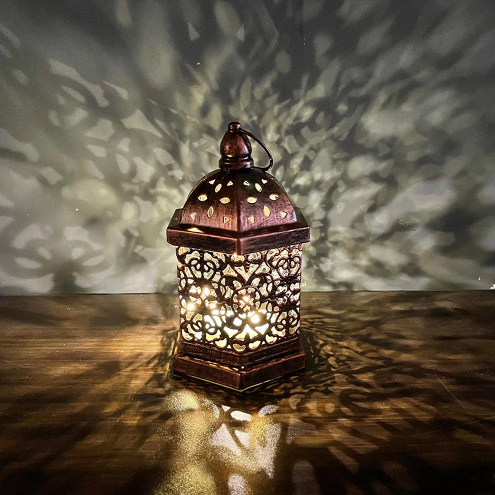 Hohl Geschnitzte Laterne Licht Dekorative Lampe für Wohnzimmer Dekoration: bronziert 19.4x10cm