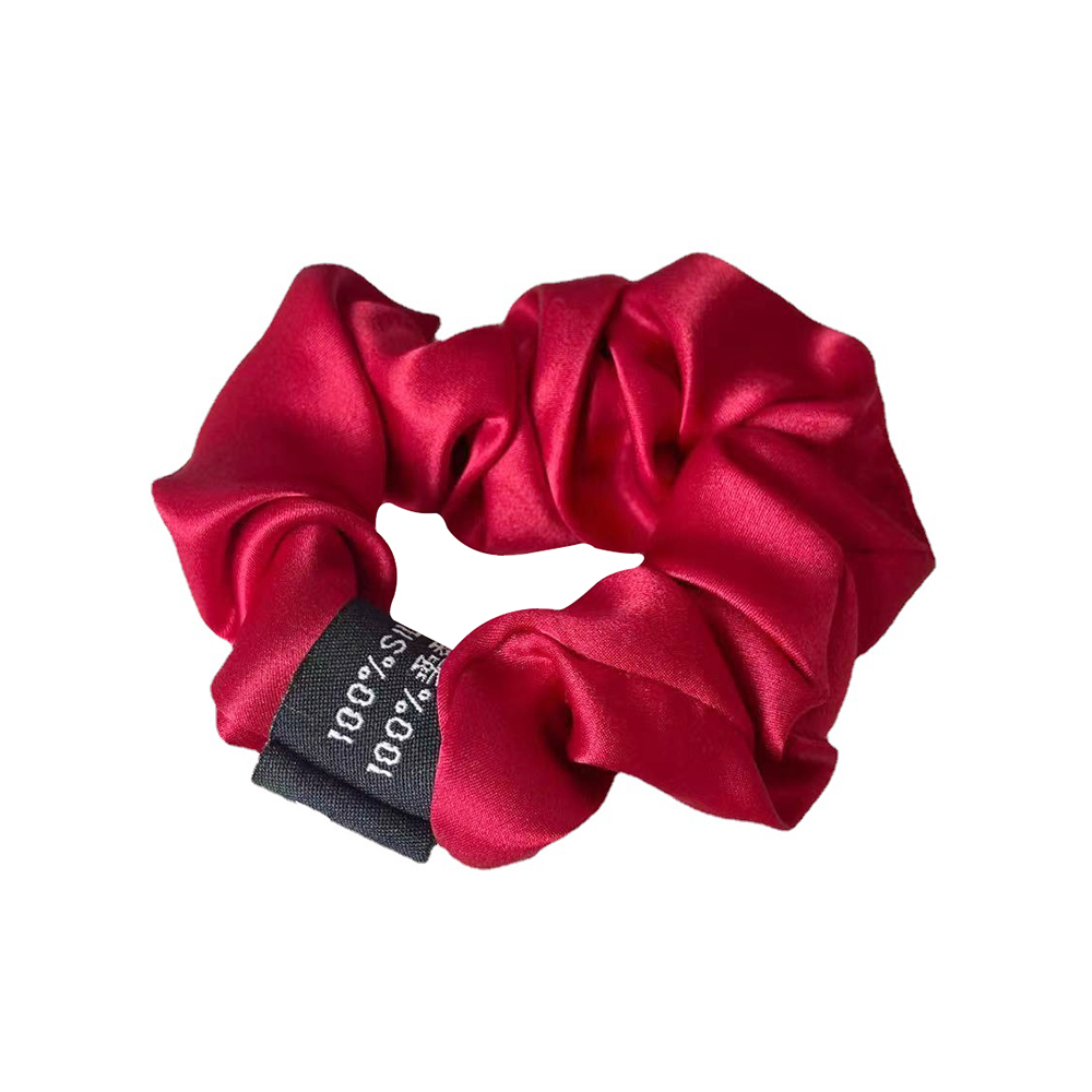 neue 100% Reine Maulbeere die Seide Große Krawatte Haar Seide Einfache Reine Farbe retro Haar Bands Für Frauen Haar Krawatte seil Zubehör Mädchen: Burgund