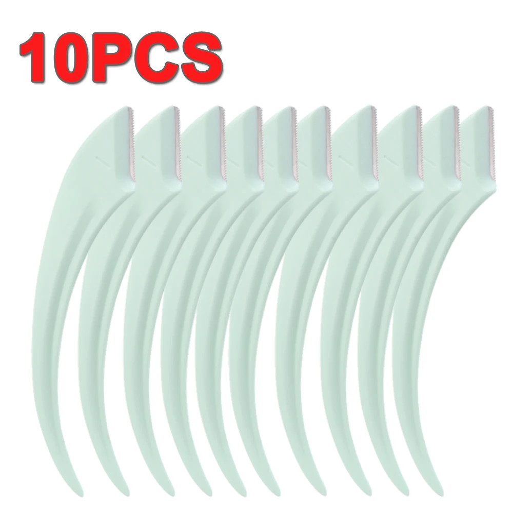 1-10 Stuks Meniscus Wenkbrauw Blade Set Vrouwen Wenkbrauw Schaar Met Kam Rvs Makeup Tools Mini Blade Brow trimmer Schraper: YELLOW