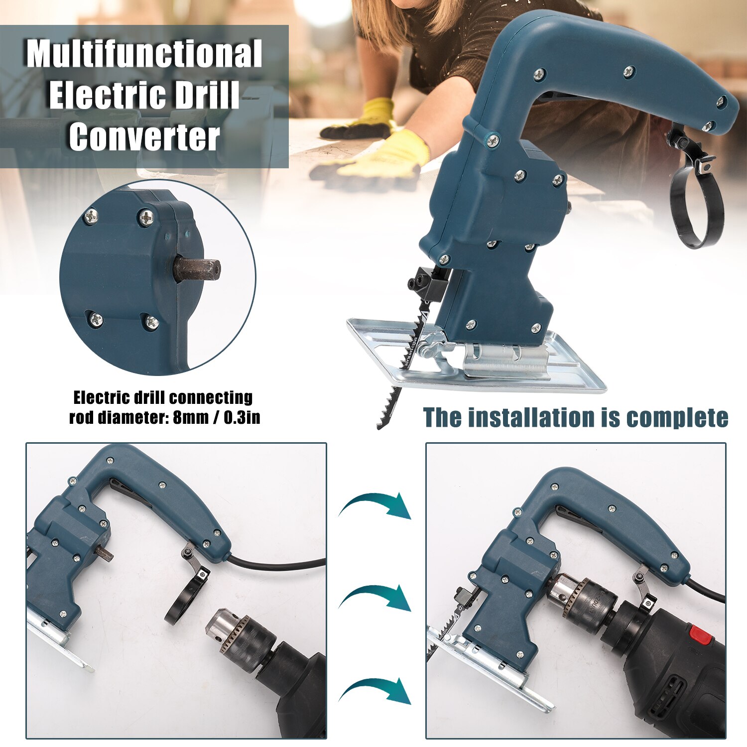 Multifunctional Reciprocating Saw File Adapter Electric Drill Saw Converter Power Drill to Jig Saw Wood Cutter