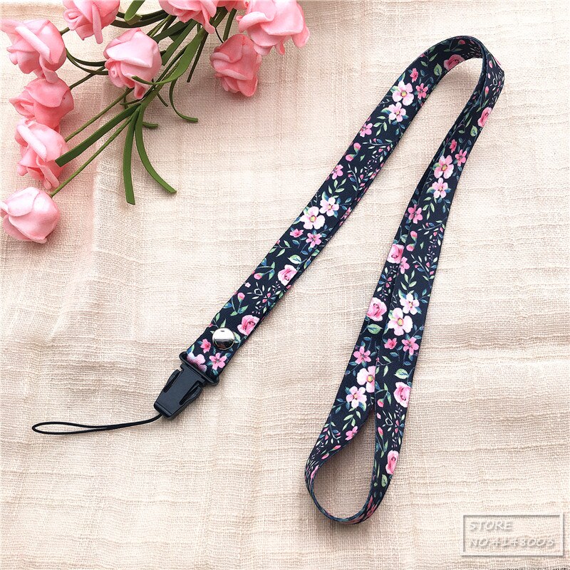 Cordón de flores, correa de cuello para llaves, tarjeta de identificación, correas de teléfono móvil para Huawei sujección de insignia y USB, cordón de cuerda para colgar DIY: R3