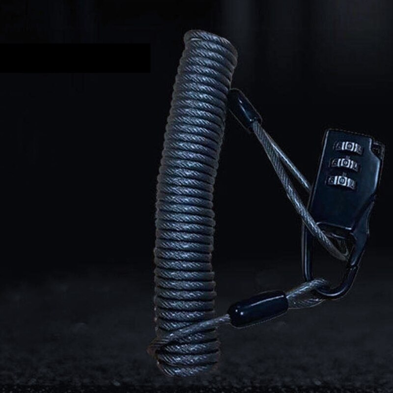 Motorcykel hjelm lås kabel slank sort hård kombination pin lås karabinhage enhed sikrer din motorcykel