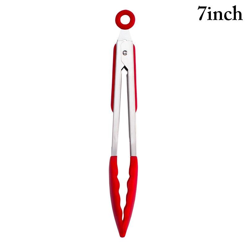 Justdolife-Pinza de cocina de silicona para alimentos utensilios resistentes al calor, pinzas para cocinar, accesorios, utensilios para servir ensalada y barbacoa: Red