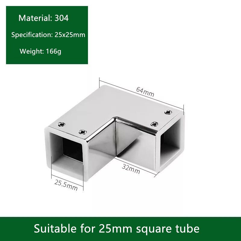 25mm fyrkantigt rör rostfritt stål anslutande hängande klämma t-formad tee 90 135 graders rakt hörn universal fläns säte: 2