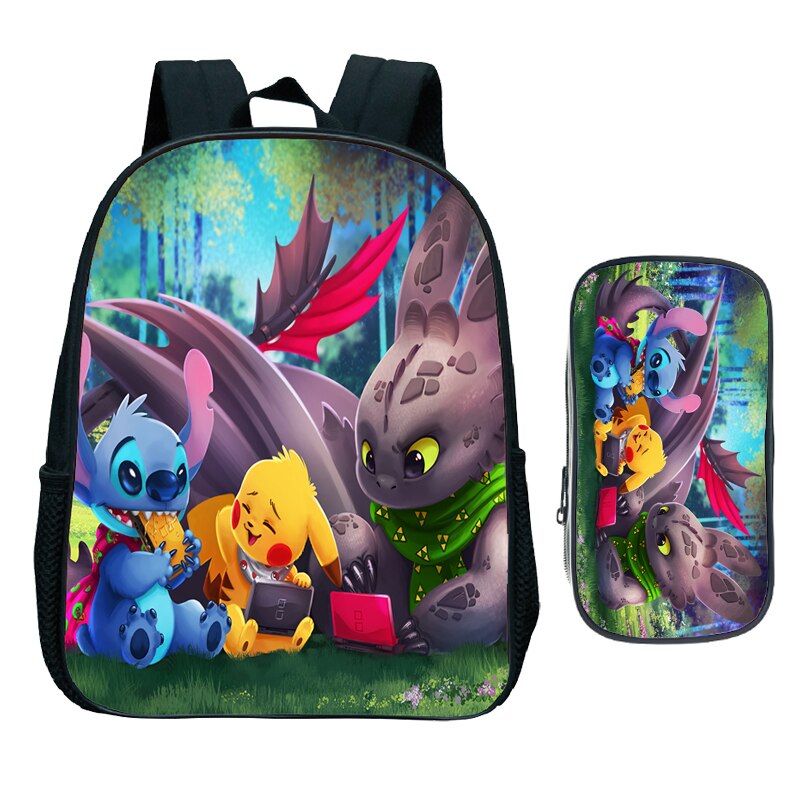 Scuola materna Zaino con Sacchetto Della Penna 2pcs Set Bambino Come addestrare Il Vostro Drago Zaino Del Fumetto Dei Bambini Bookbag: 5