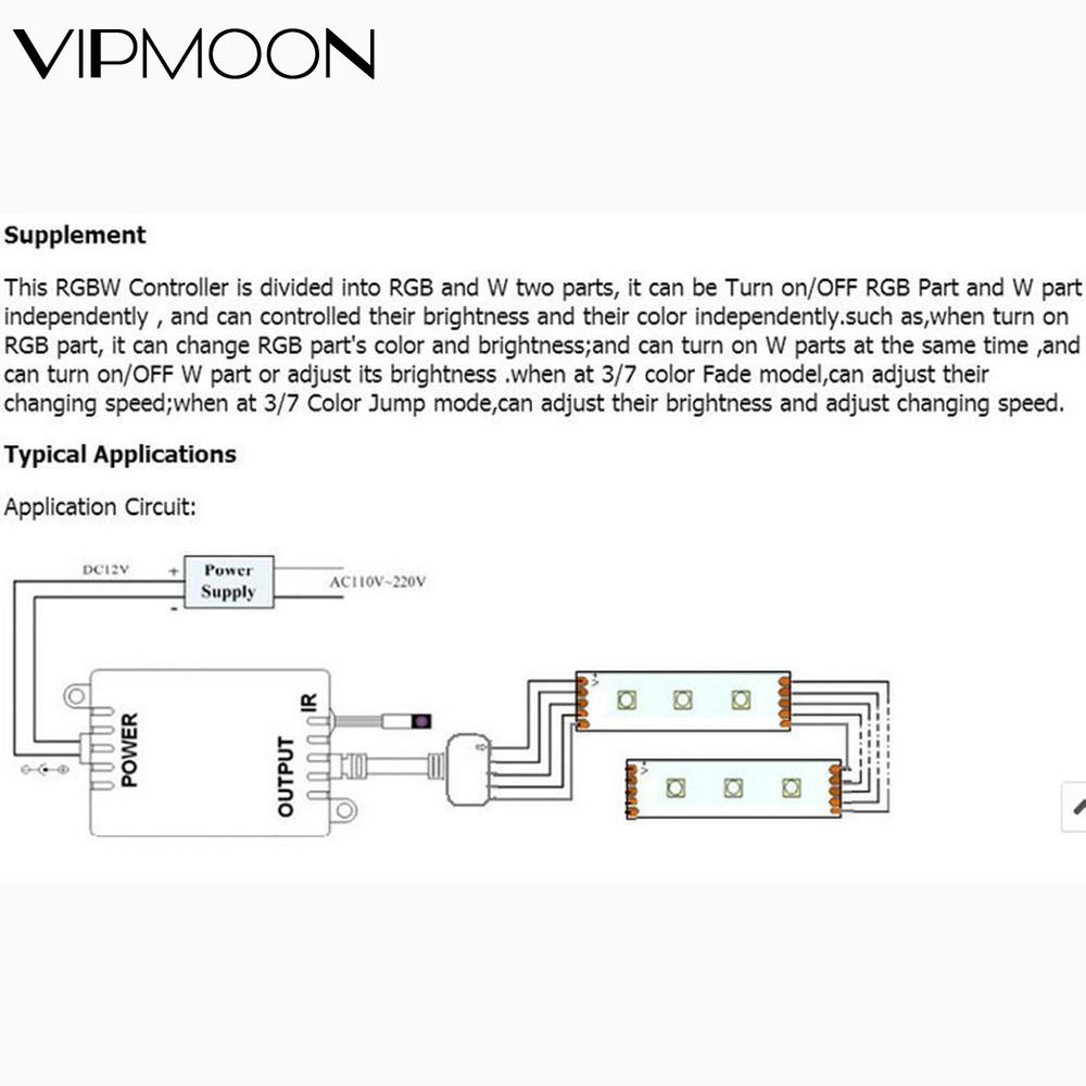 5 pinner  dc 12v - 24v rgbw ledet kontrolleren mørkere 40 nøkkel 5 pinner ir fjernkontroll til smd 5050 rgbw rgbww rgbcw ledet stripe lys
