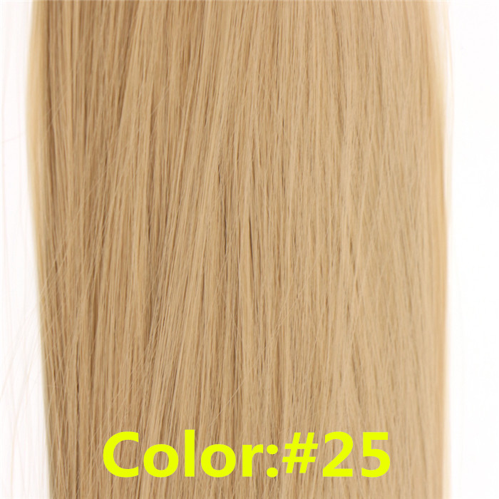 Feibin clip in hair extensions syntetisk hår 22 tommer 55cm langt lige hårstykke varmebestandigt  c46: 25#
