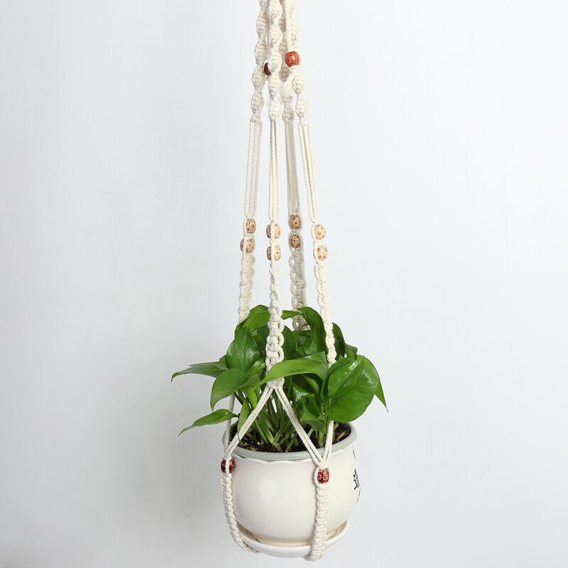 Macrame plante bøjlekurv bomuldstov med perler 35 tommer & bomuldstov plante kurvholder 31 tommer