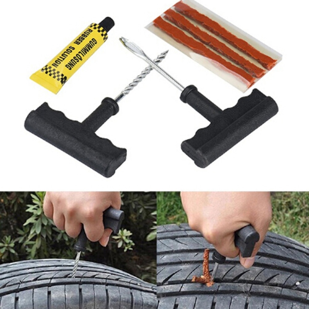 Car Tire Repair Tools Tire Repair Kit Rivet Tool Set Car Bicycle Tubeless Tire Puncture Plug Garage Auto Parts