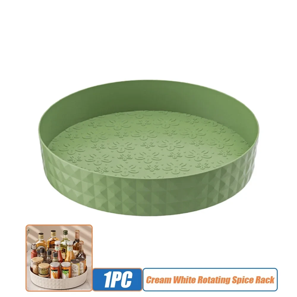 1 Stuk Keuken Opslag Kruidenrek 360 Graden Roterende Kast Organizer Lade Antislip Spice Ronde Rek Plaat Cosmetische Organizer: Licht Geel