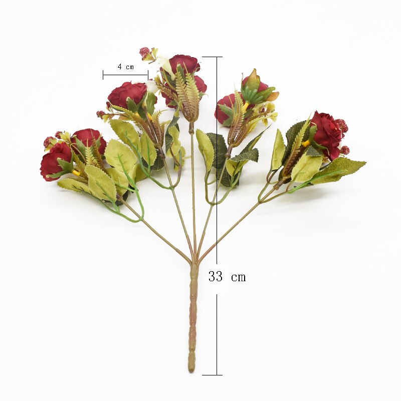 5 buketter af roser 10 hoveder kunstige blomster julepynt til hjemmet diy silkeblomst bryllup bonsai blomsterarrangement