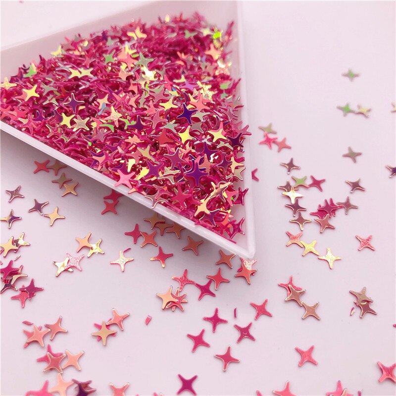 Colorful Halo 4 Point Star Confetti Holographic Glitter Aurora Borealis Sprinkle Iridescent Cross Star Flakes Resin Art supplies: 10