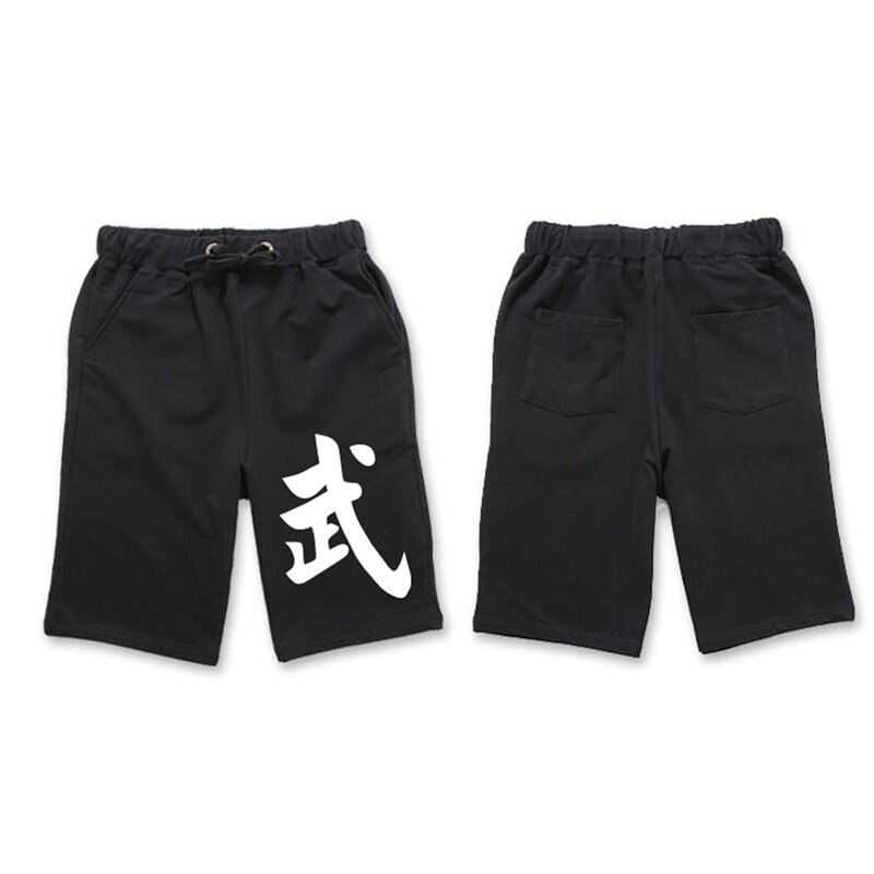 Sommar herr 4 färg kungfu boxningsshorts bomull kampsport byxor sport fitness byxor: Svart / Xl