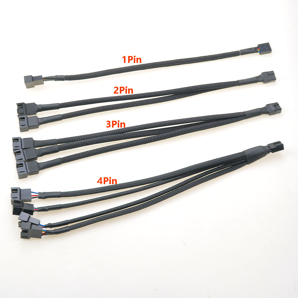 4-Pins Pwm Ventilatorkabel 1 Tot 2/3/4 Manieren Splitter Zwarte Mouw Pwm Verlengkabels 27Cm Verlengkabel Connector