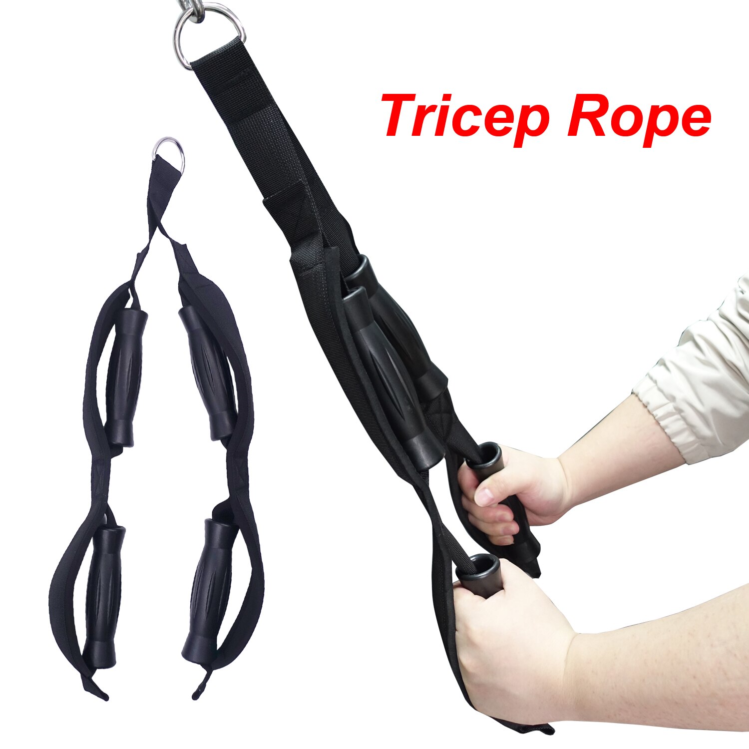 Pull Down Fitness Tricep Rope 4 handles Neoprene Pads for for Cable Machine Attachment Strengthen Workout Exercise Equipment