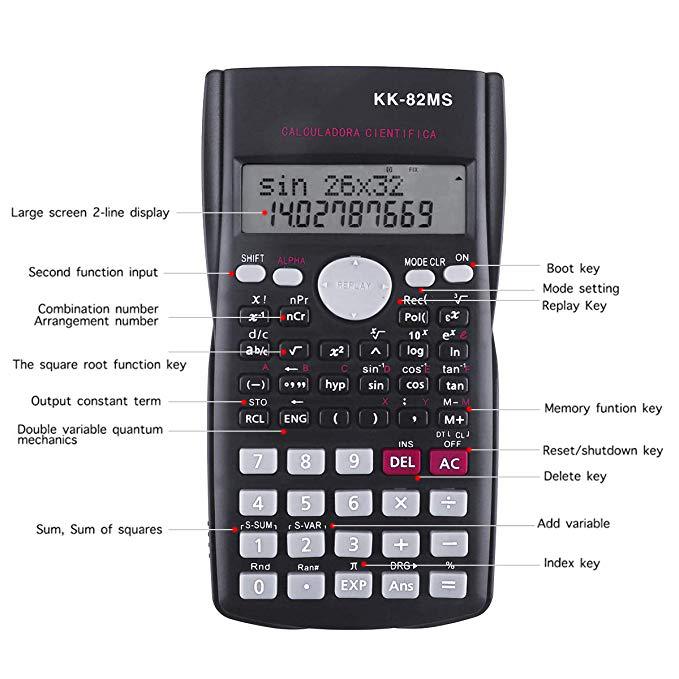 Handheld Multi-functional LCD 2 Line Display Scientific Calculator not Solar Power Accounting Mathematic Calculator