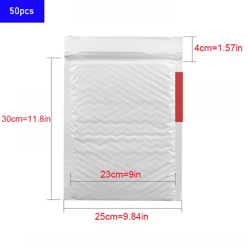 50 Stuks Van Verschillende Specificaties Witte Zak Schuim Envelop Foam Folie Kantoor Verpakking Envelop Trillingen Tas Bubble Mailer: 25x30cm     50pcs