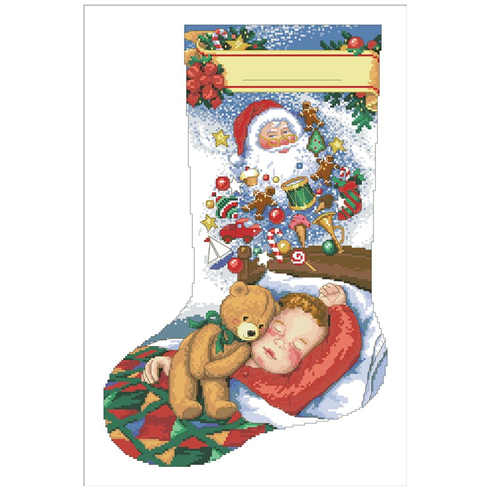 Kit de punto de cruz de bienvenida a papá noel con flores 18ct 14ct hilo de seda de algodón, tela blanca, bordado 11ct bricolaje, hecho a mano, costura.