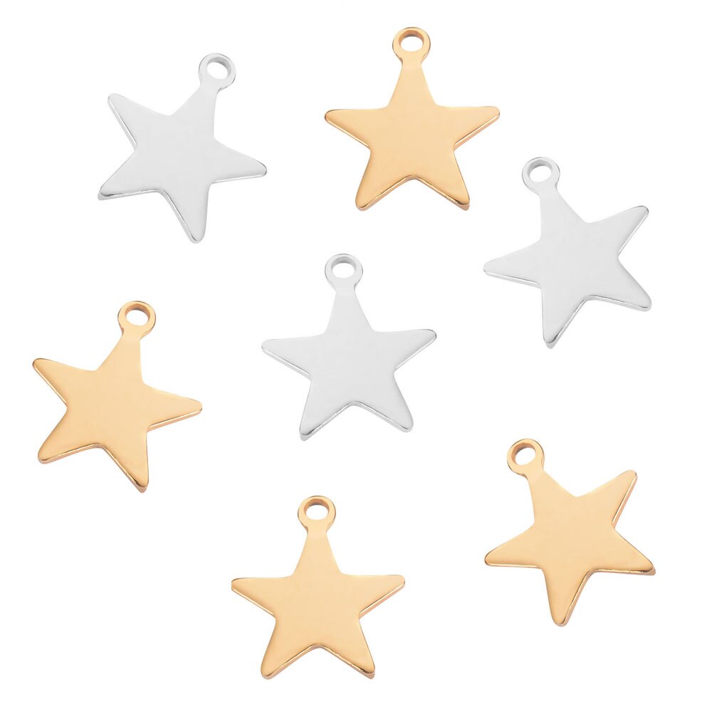 50 sztuk/partia puste tagi ze stali nierdzewnej Tiny Star Charms wisiorek DIY na naszyjnik bransoletka akcesoria do wyrobu biżuterii