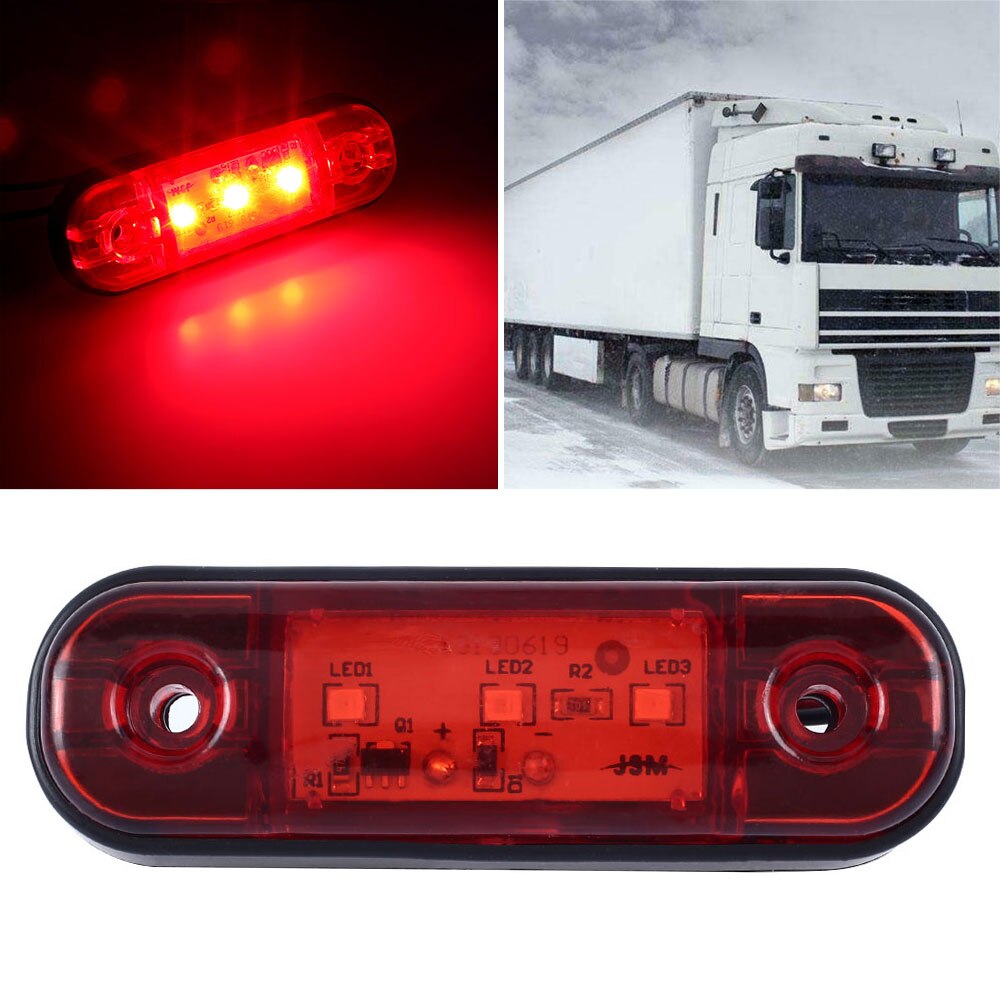 Dc10-30v 3 led markeringsljus varningsljus för lastbil trailer husbil husbil vattentät röd bil pickup lampa
