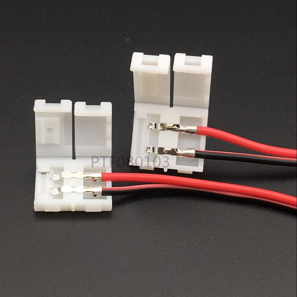 20 stks/50 stks/100 stks LED Strip Connector 2pin 10mm/8mm met Draad Gratis lassen Connector Voor 5050 3528 Enkele Kleur LED Strip