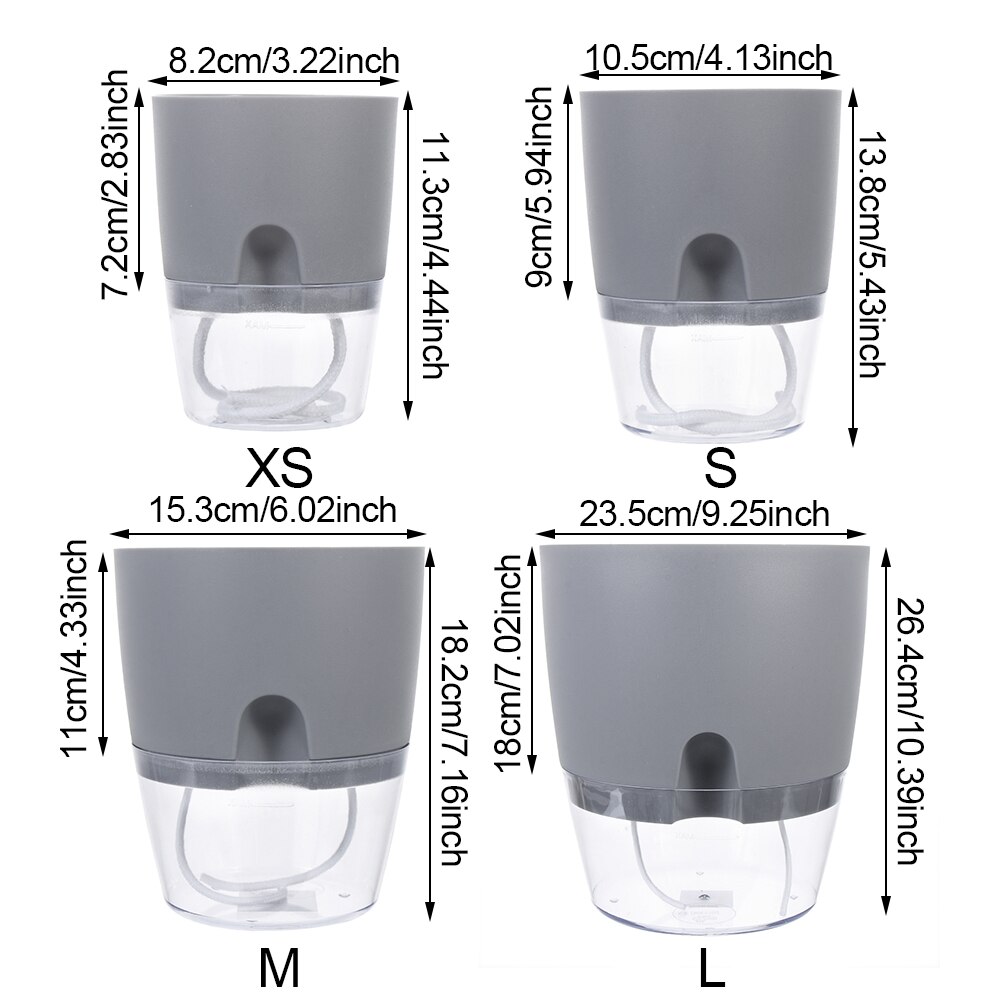 2-Layer Automatic Watering Flower Pot Sprinkling Flower Pot Self Water Hydroponics Container with Cotton Rope Home Garden tool