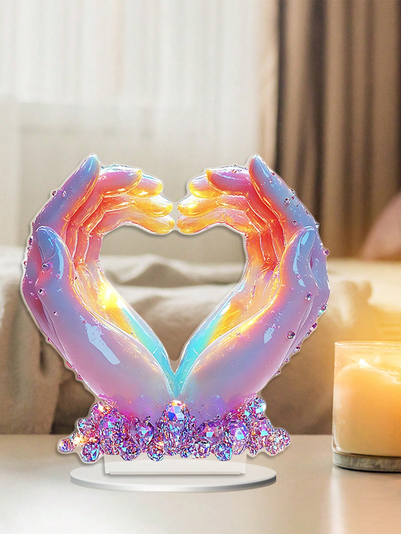 Palm ornaments, heart-shaped hand statues, love finger sculptures wedding ornaments, suitable for office home decoration.